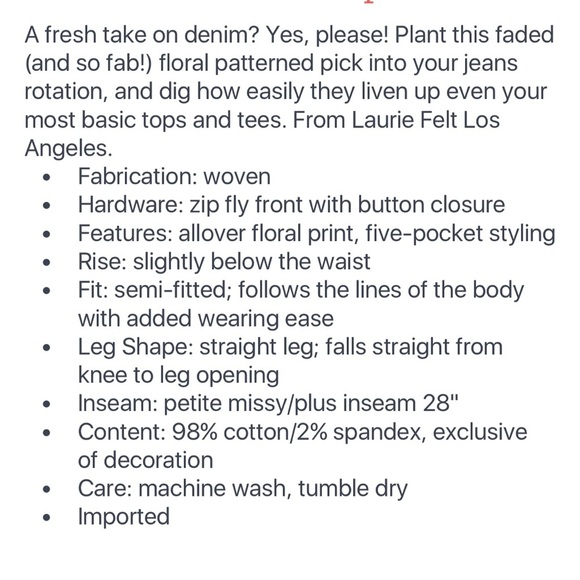 Laurie Felt Petite Floral Relaxed Straight Jeans Medium A4718210 - Picture 4 of 9